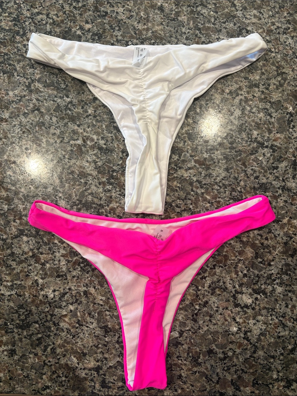 SHEIN White and Hot Pink Cheeky Bikini Bottoms